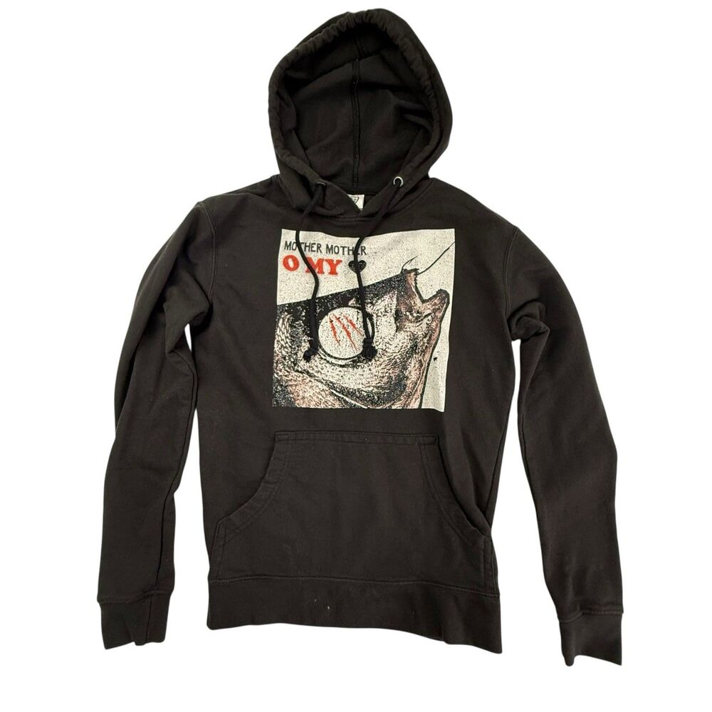 Mother Mother Hoodie XS O My Black Graphic Band Merch Delta Fleece Fish Head